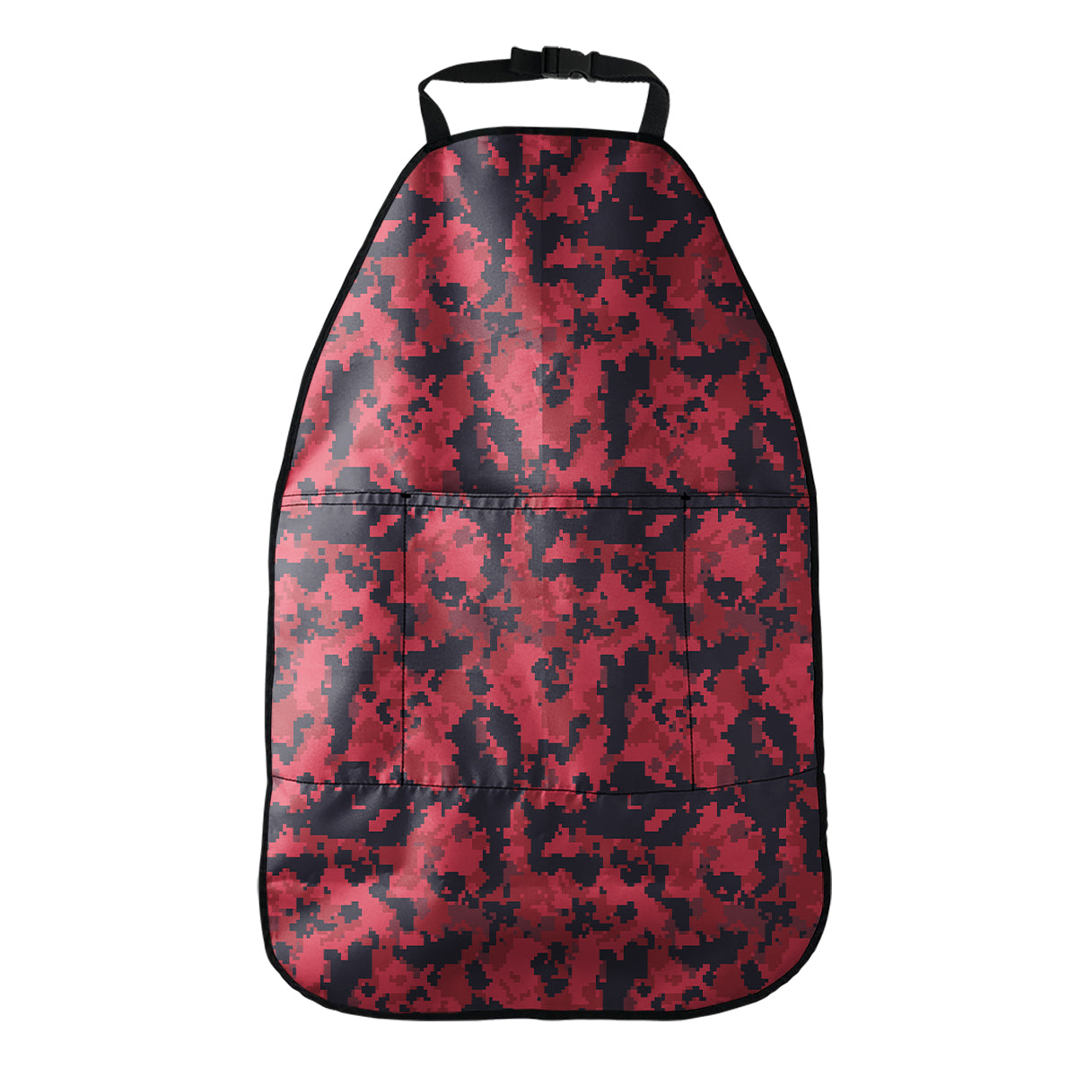 Red And Black Digital Camo Pattern Print Car Seat Organizers