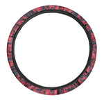 Red And Black Digital Camo Pattern Print Car Steering Wheel Cover