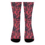 Red And Black Digital Camo Pattern Print Crew Socks