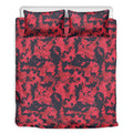 Red And Black Digital Camo Pattern Print Duvet Cover Bedding Set
