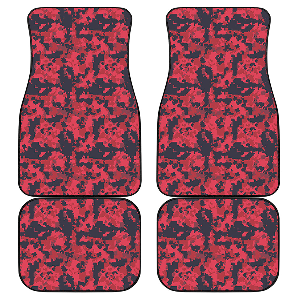 Red And Black Digital Camo Pattern Print Front and Back Car Floor Mats