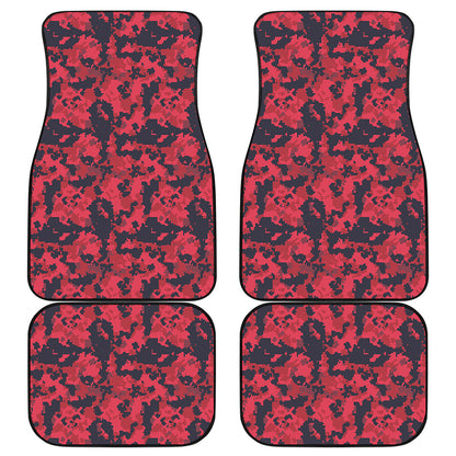 Red And Black Digital Camo Pattern Print Front and Back Car Floor Mats