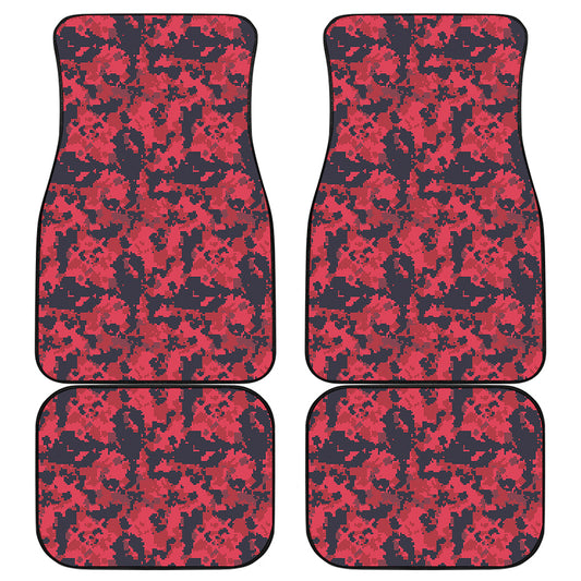 Red And Black Digital Camo Pattern Print Front and Back Car Floor Mats