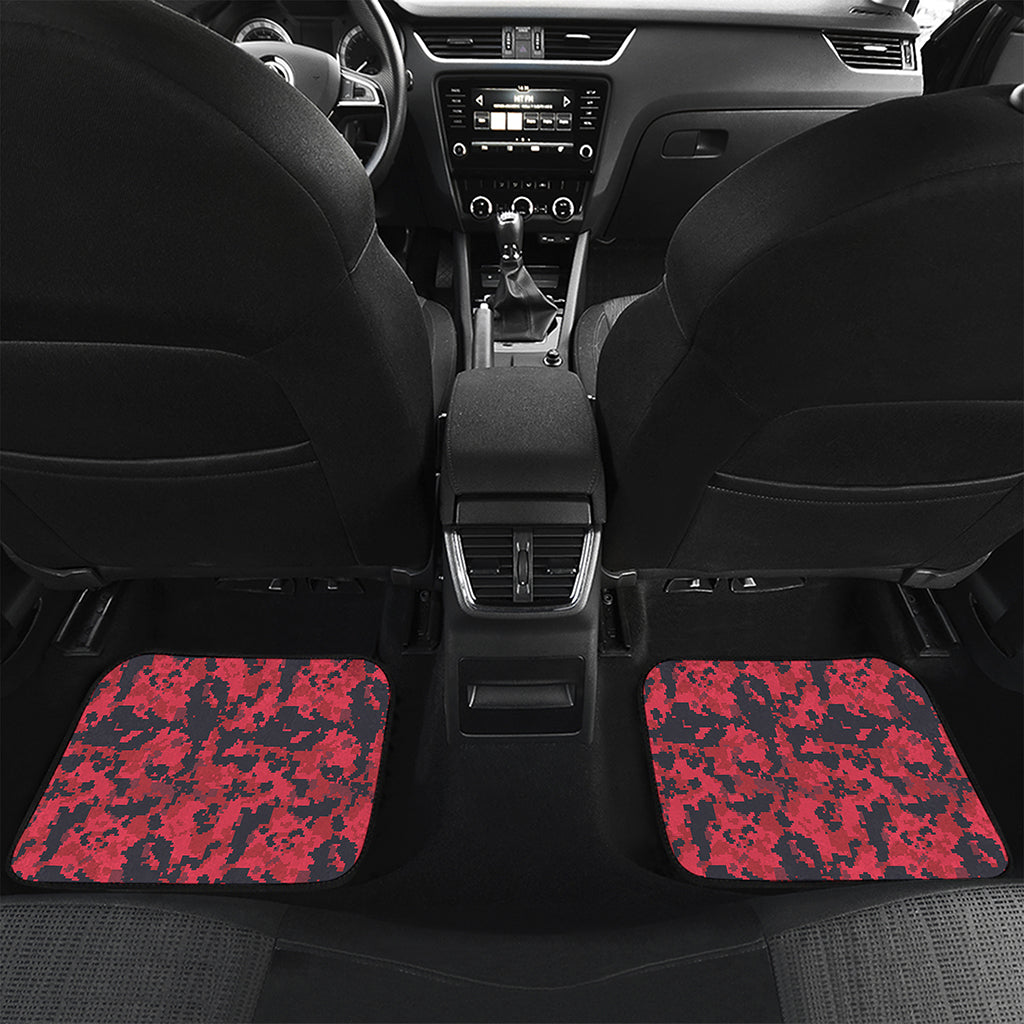 Red And Black Digital Camo Pattern Print Front and Back Car Floor Mats