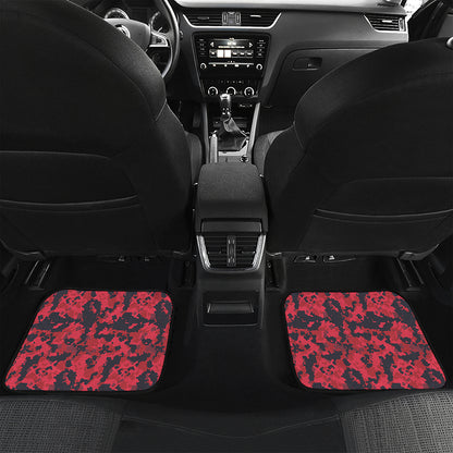 Red And Black Digital Camo Pattern Print Front and Back Car Floor Mats