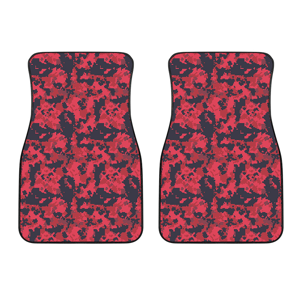 Red And Black Digital Camo Pattern Print Front Car Floor Mats