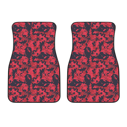 Red And Black Digital Camo Pattern Print Front Car Floor Mats