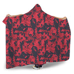 Red And Black Digital Camo Pattern Print Hooded Blanket