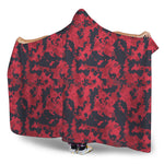 Red And Black Digital Camo Pattern Print Hooded Blanket