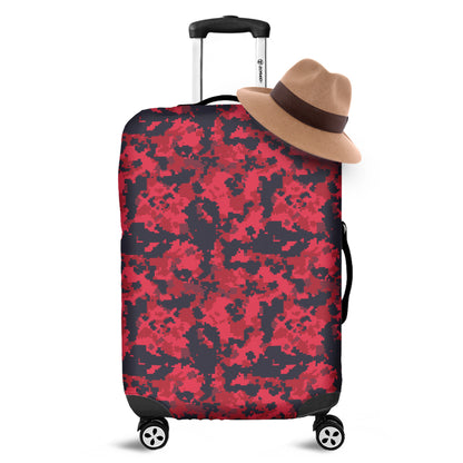 Red And Black Digital Camo Pattern Print Luggage Cover