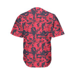 Red And Black Digital Camo Pattern Print Men's Baseball Jersey