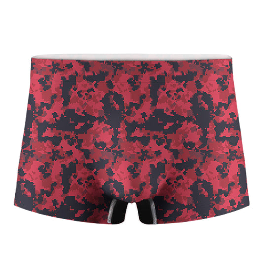 Red And Black Digital Camo Pattern Print Men's Boxer Briefs