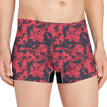 Red And Black Digital Camo Pattern Print Men's Boxer Briefs