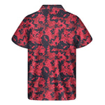 Red And Black Digital Camo Pattern Print Men's Short Sleeve Shirt