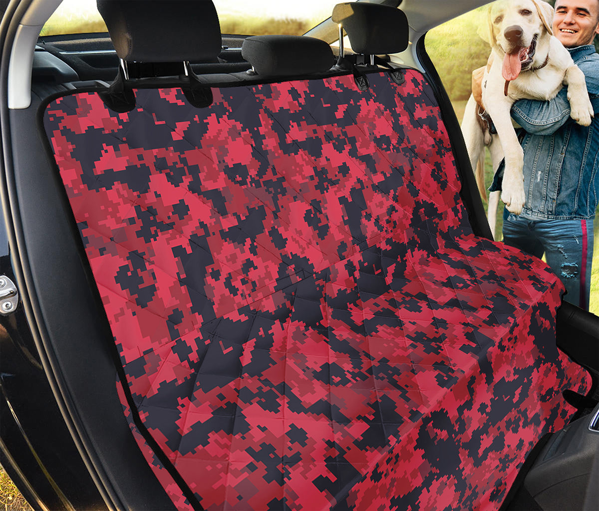 Red And Black Digital Camo Pattern Print Pet Car Back Seat Cover