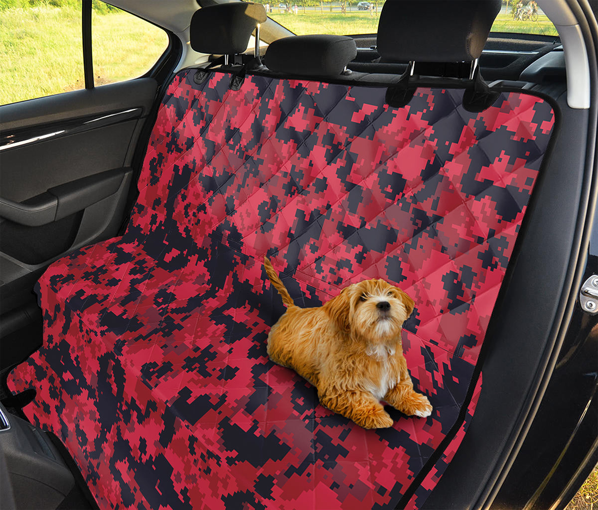 Red And Black Digital Camo Pattern Print Pet Car Back Seat Cover