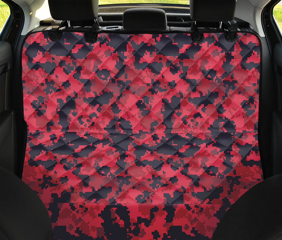Red And Black Digital Camo Pattern Print Pet Car Back Seat Cover
