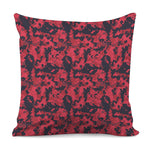 Red And Black Digital Camo Pattern Print Pillow Cover