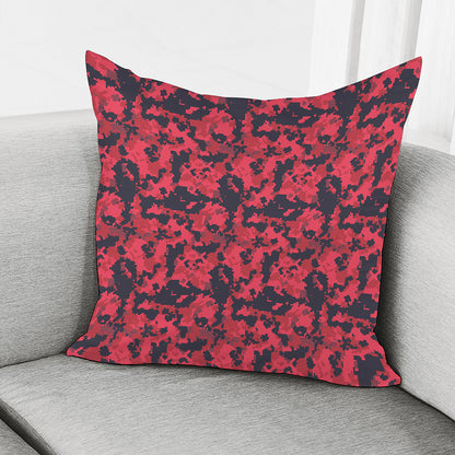 Red And Black Digital Camo Pattern Print Pillow Cover