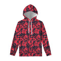 Red And Black Digital Camo Pattern Print Pullover Hoodie