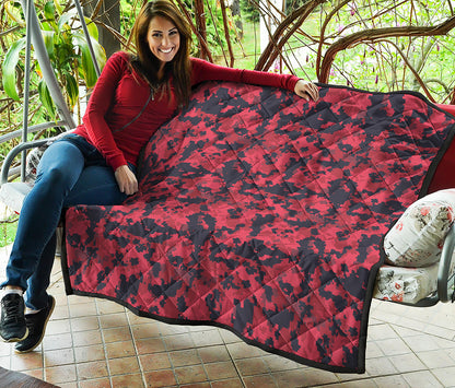 Red And Black Digital Camo Pattern Print Quilt