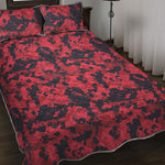 Red And Black Digital Camo Pattern Print Quilt Bed Set
