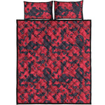 Red And Black Digital Camo Pattern Print Quilt Bed Set