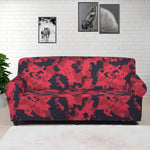 Red And Black Digital Camo Pattern Print Sofa Cover