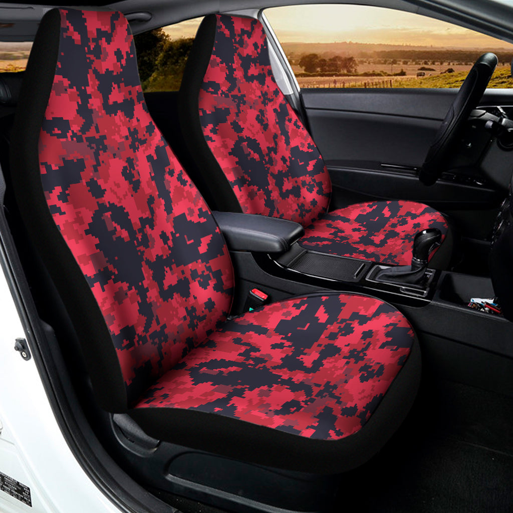 Red And Black Digital Camo Pattern Print Universal Fit Car Seat Covers