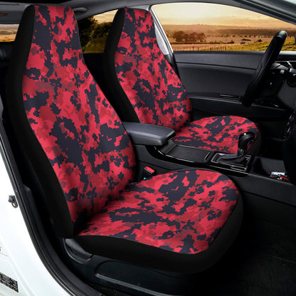 Red And Black Digital Camo Pattern Print Universal Fit Car Seat Covers