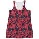 Red And Black Digital Camo Pattern Print Women's Racerback Tank Top