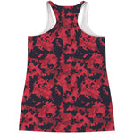 Red And Black Digital Camo Pattern Print Women's Racerback Tank Top