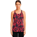 Red And Black Digital Camo Pattern Print Women's Racerback Tank Top