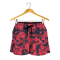 Red And Black Digital Camo Pattern Print Women's Shorts