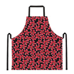 Red And Black Frangipani Pattern Print Apron