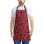 Red And Black Frangipani Pattern Print Apron