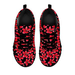 Red And Black Frangipani Pattern Print Black Sneakers