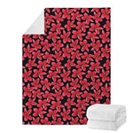 Red And Black Frangipani Pattern Print Blanket