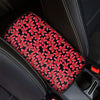 Red And Black Frangipani Pattern Print Car Center Console Cover