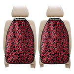 Red And Black Frangipani Pattern Print Car Seat Organizers