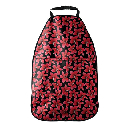 Red And Black Frangipani Pattern Print Car Seat Organizers