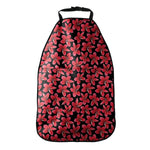 Red And Black Frangipani Pattern Print Car Seat Organizers