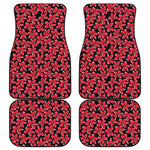 Red And Black Frangipani Pattern Print Front and Back Car Floor Mats