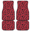 Red And Black Frangipani Pattern Print Front and Back Car Floor Mats