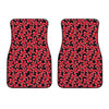 Red And Black Frangipani Pattern Print Front Car Floor Mats