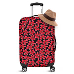 Red And Black Frangipani Pattern Print Luggage Cover