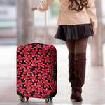 Red And Black Frangipani Pattern Print Luggage Cover