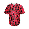 Red And Black Frangipani Pattern Print Men's Baseball Jersey