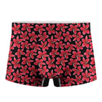 Red And Black Frangipani Pattern Print Men's Boxer Briefs