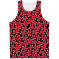 Red And Black Frangipani Pattern Print Men's Tank Top